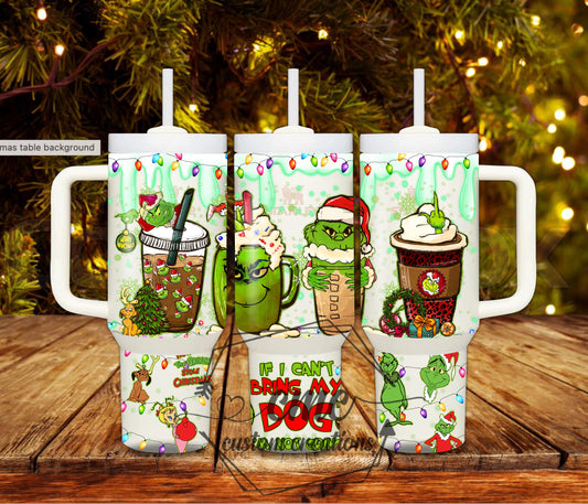 Not Going Without My Dog Christmas 40 ounce Stainless Tumbler with Handle