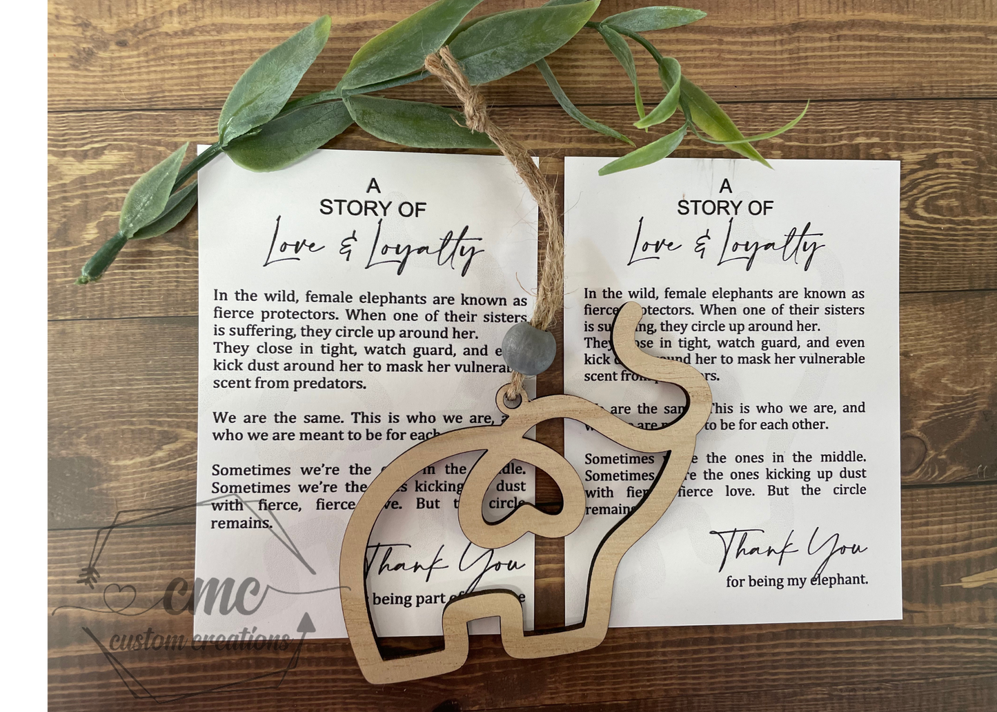Love & Loyalty Elephant Friendship/Sisterhood Wooden OrnamentWooden Ornament/Car Charm