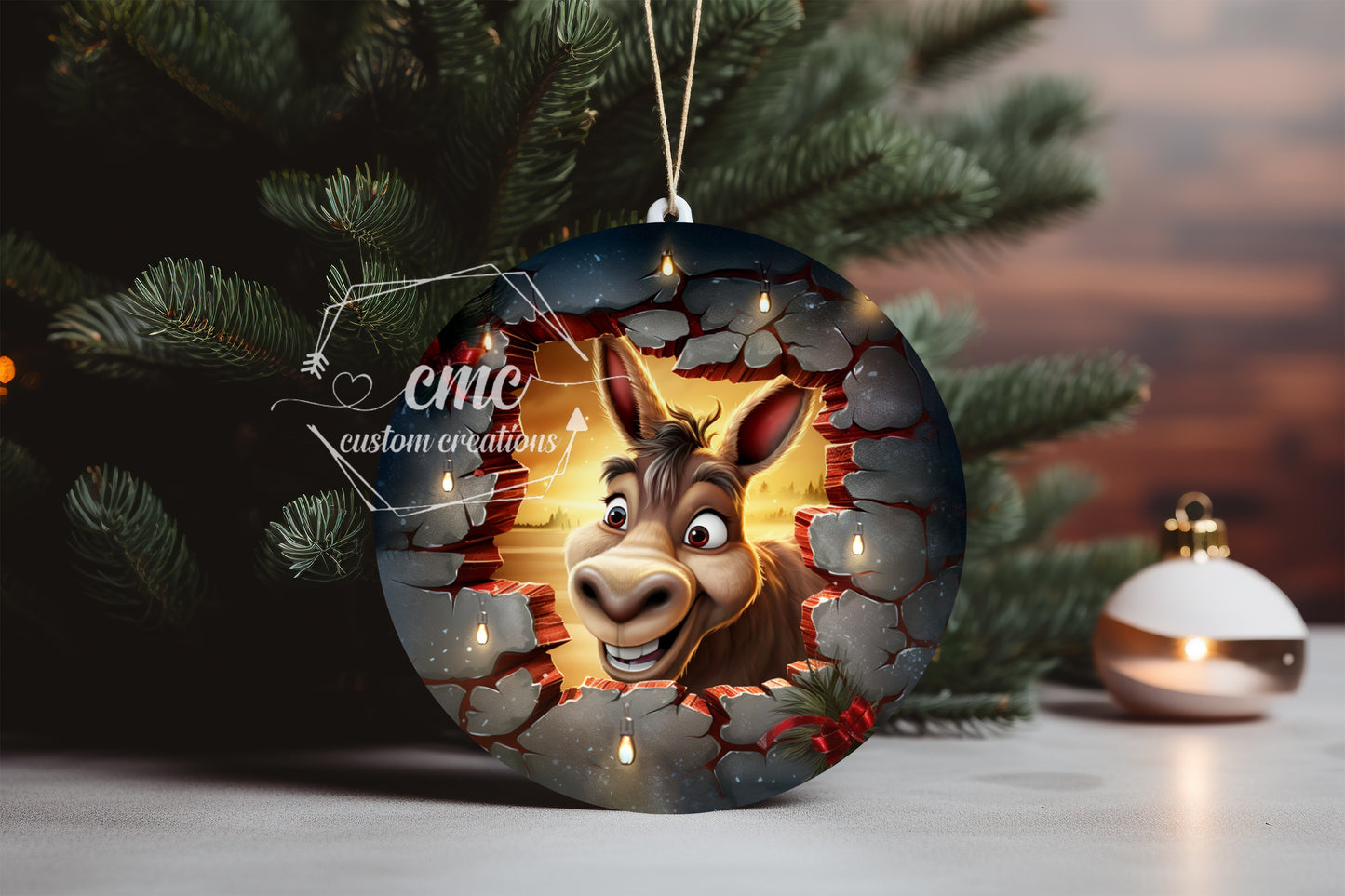 "Faux 3D"  Breakthrough Farm Christmas Ornament