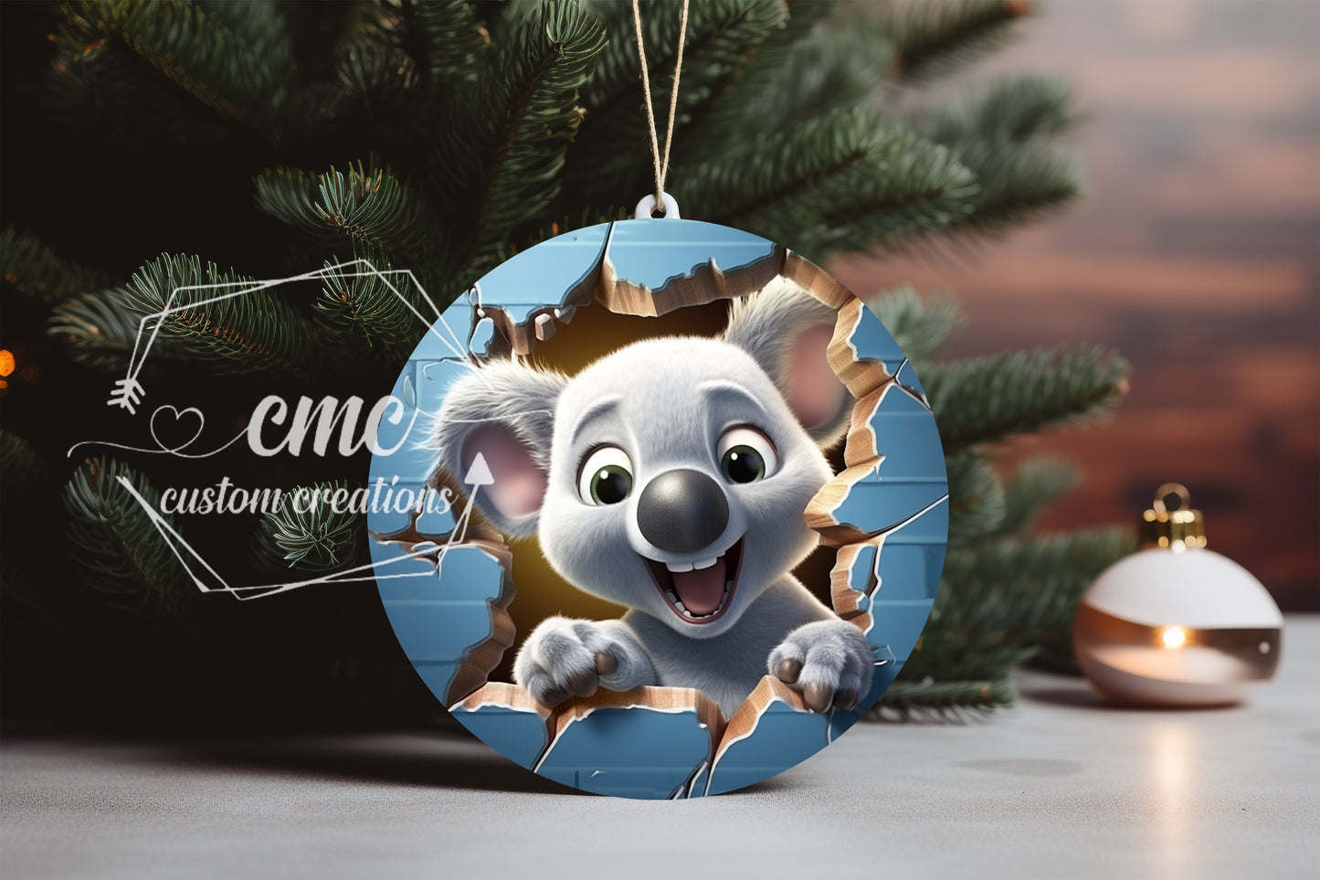 "Faux 3D"  Breakthrough Zoo Christmas Ornament