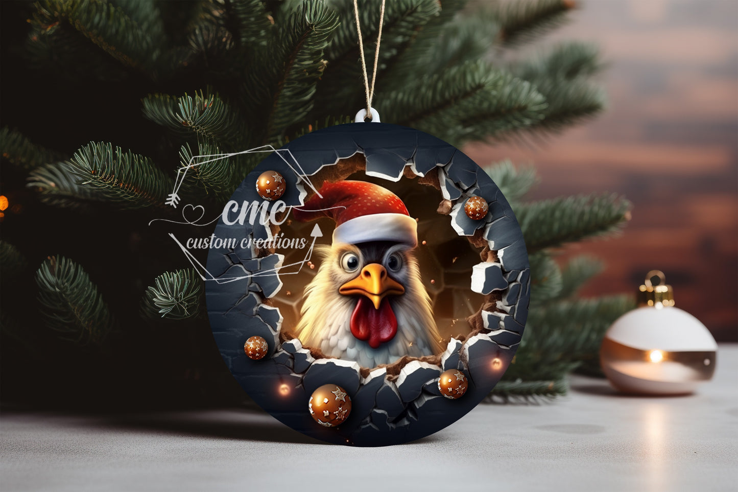 "Faux 3D"  Breakthrough Farm Christmas Ornament