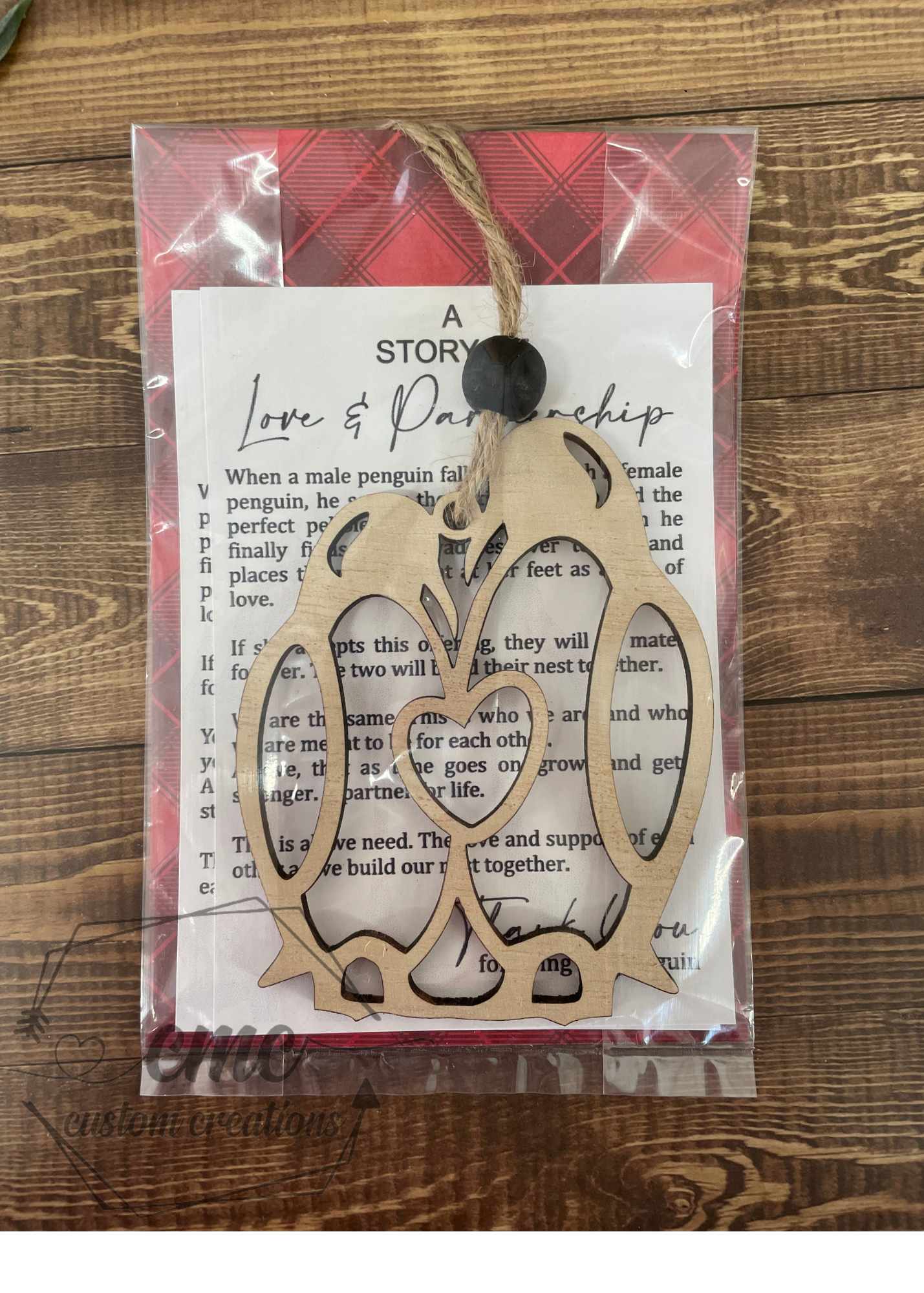 Love & Partnership Penguin Relationship Wooden OrnamentWooden Ornament/Car Charm