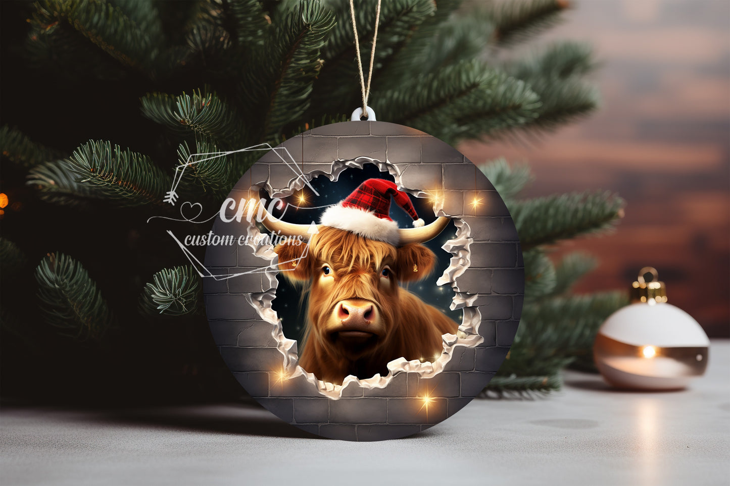"Faux 3D"  Breakthrough Farm Christmas Ornament