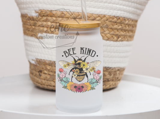 Bee Kind 16 Oz. Beer Can Libbey Glass