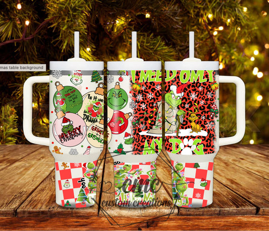 I Need Only My Dog Christmas 40 ounce Stainless Tumbler with Handle