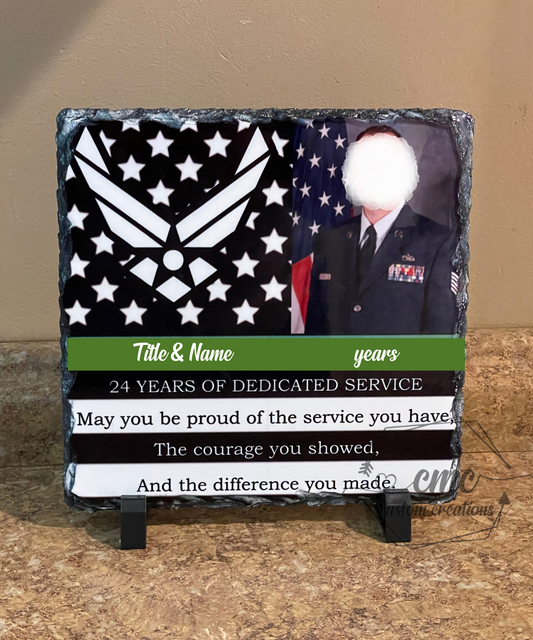 Personalized Military Photo Retirement Slate Gift