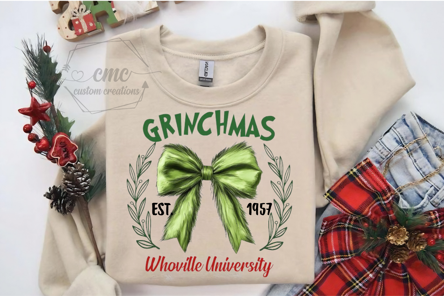 Green Bow Christmas Crewneck