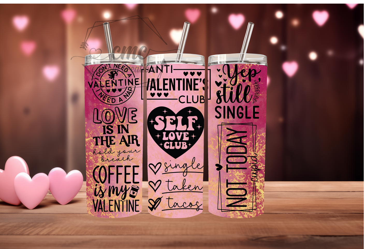 Anti Valentine's Day 20 Oz Stainless Skinny Tumbler