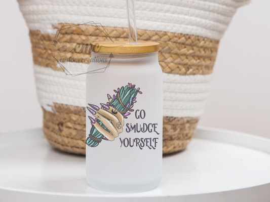 Go Smudge Yourself 16 Oz. Beer Can Libbey Glass
