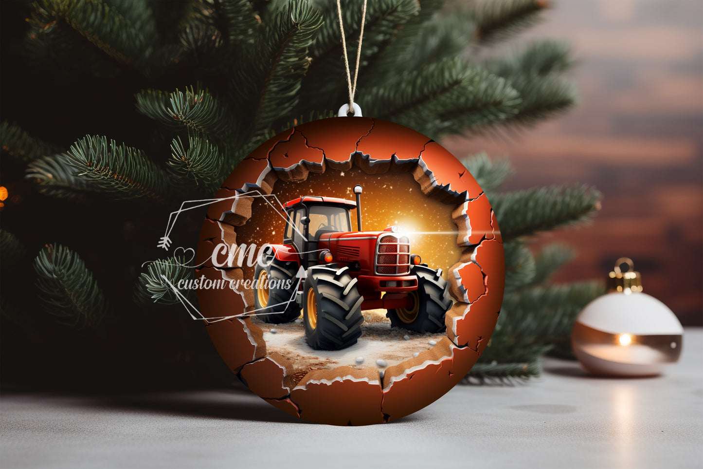 "Faux 3D"  Breakthrough Farm Christmas Ornament
