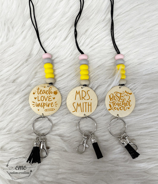 Personalized Teacher Pencil Theme Lanyard