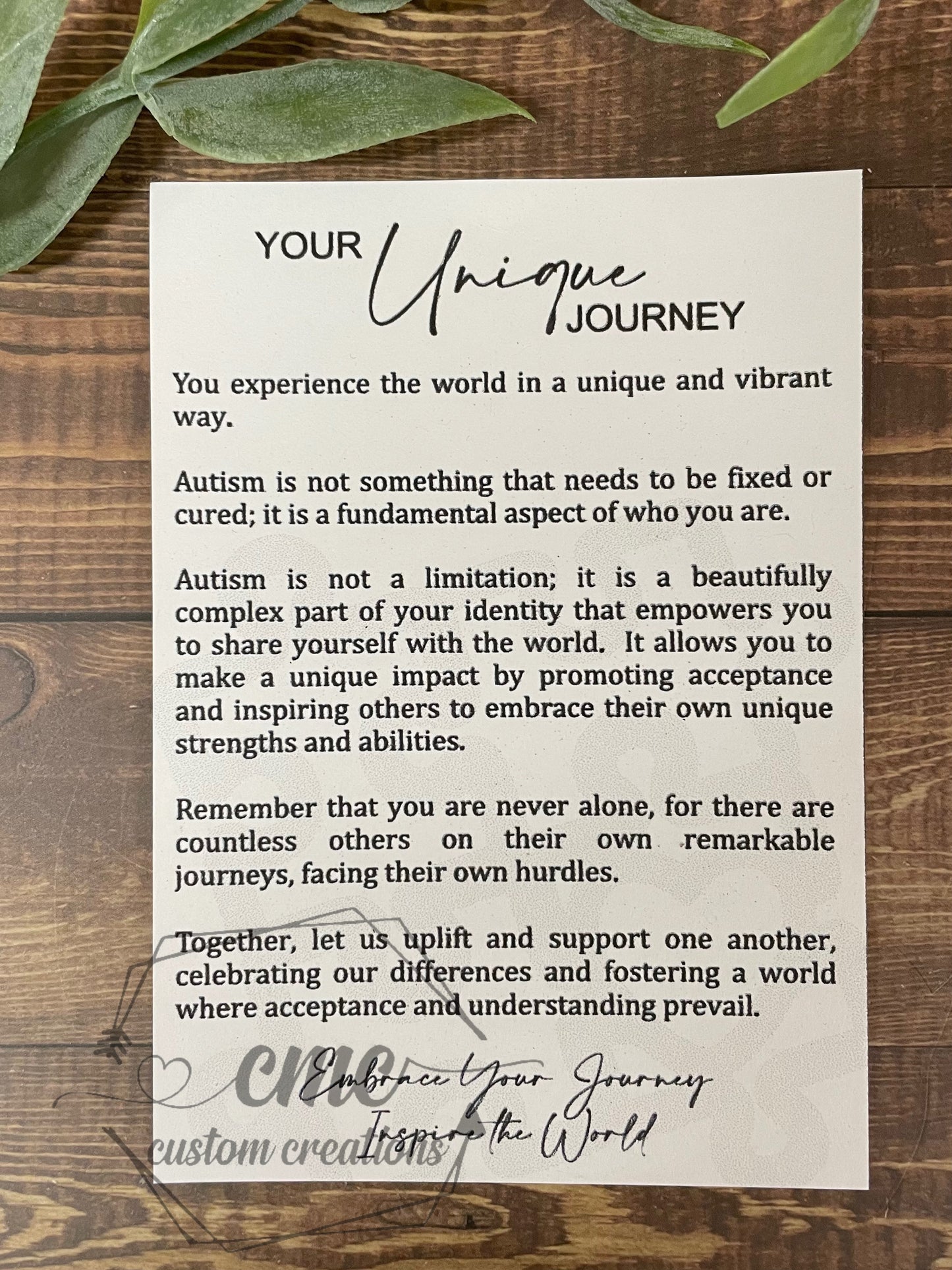 Unique Journey Autism Awareness Infinity/Puzzle Wooden Ornament/Car Charm