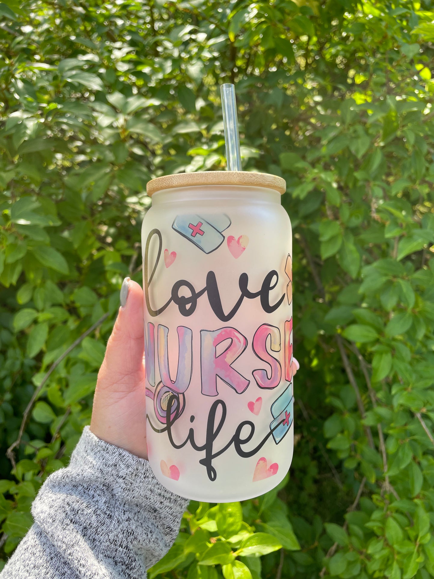 Love Nurse Life 16 Oz. Beer Can Libbey Glass