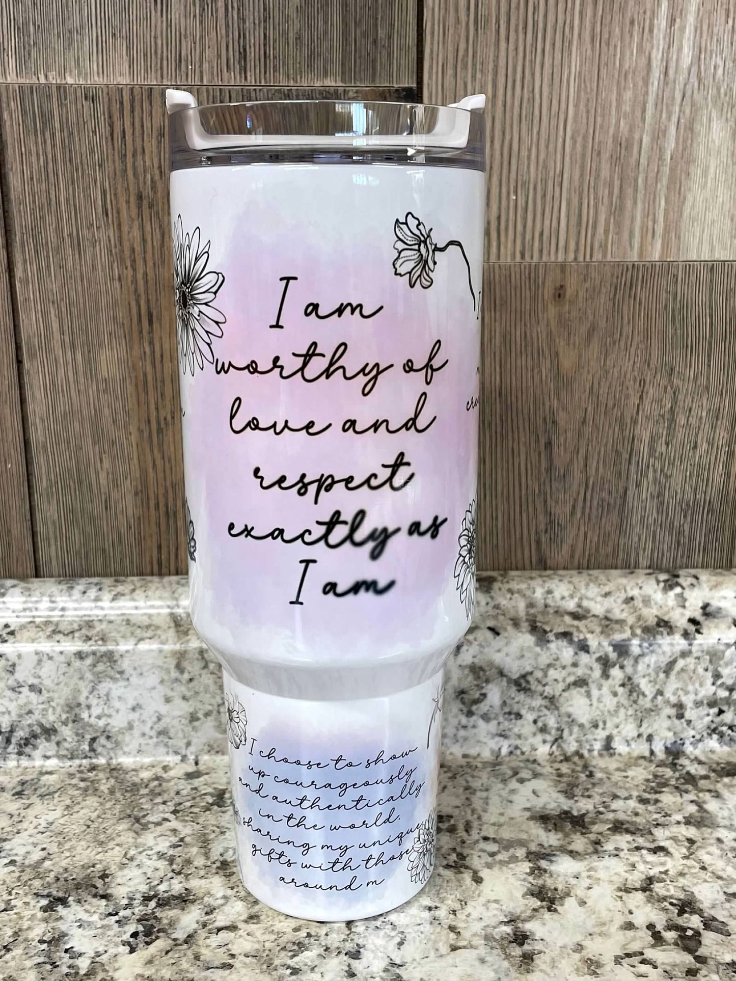 Positive Affirmation Pastel  40 ounce Stainless Tumbler with Handle