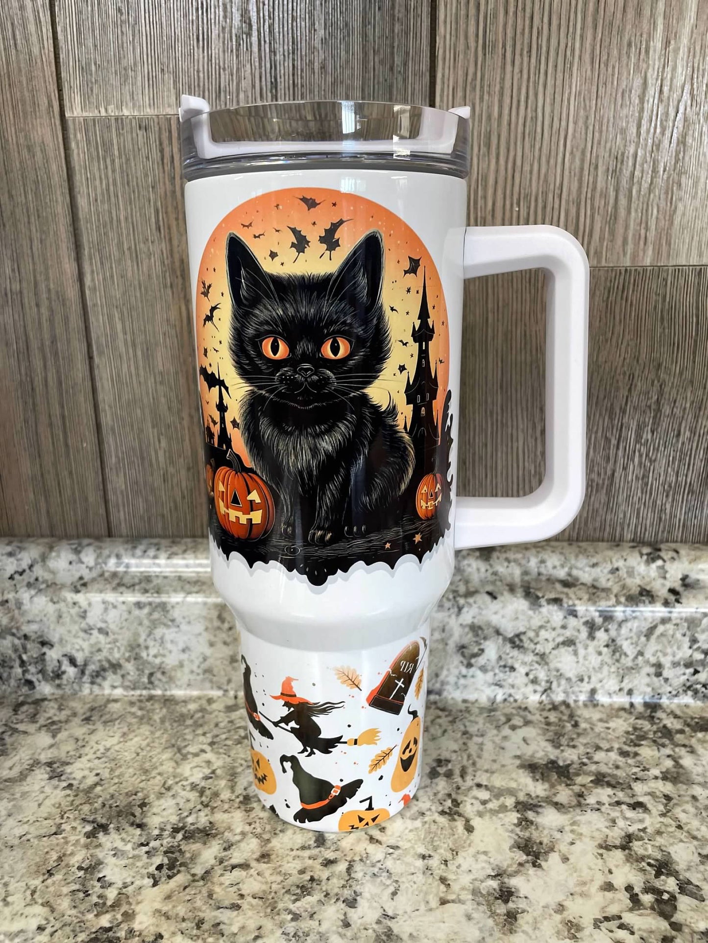 Black Cat Halloween  40 ounce Stainless Tumbler with Handle