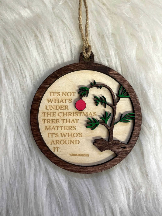 Charlie Brown Wooden Christmas Ornament: Because it’s not what’s under the Christmas tree that matters!