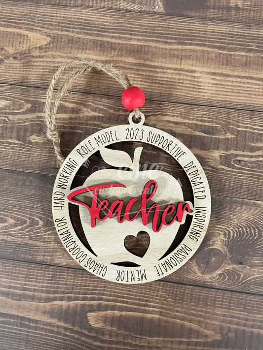 Wooden Teacher Ornament