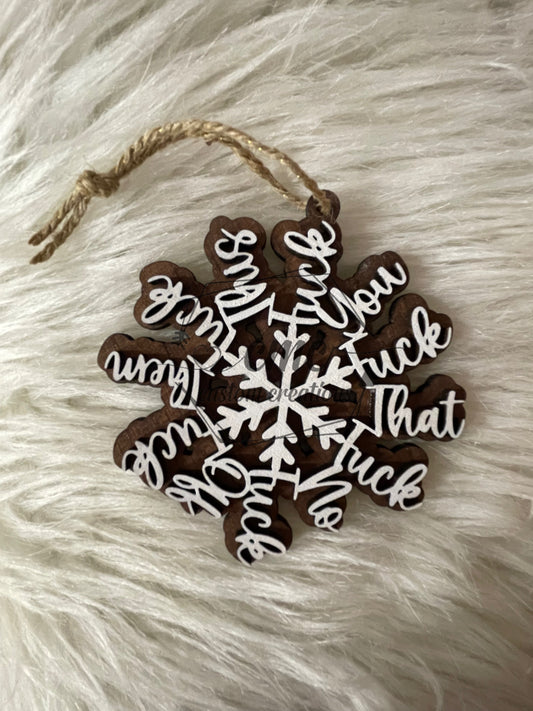 F-bomb Snowflake Wooden Ornament