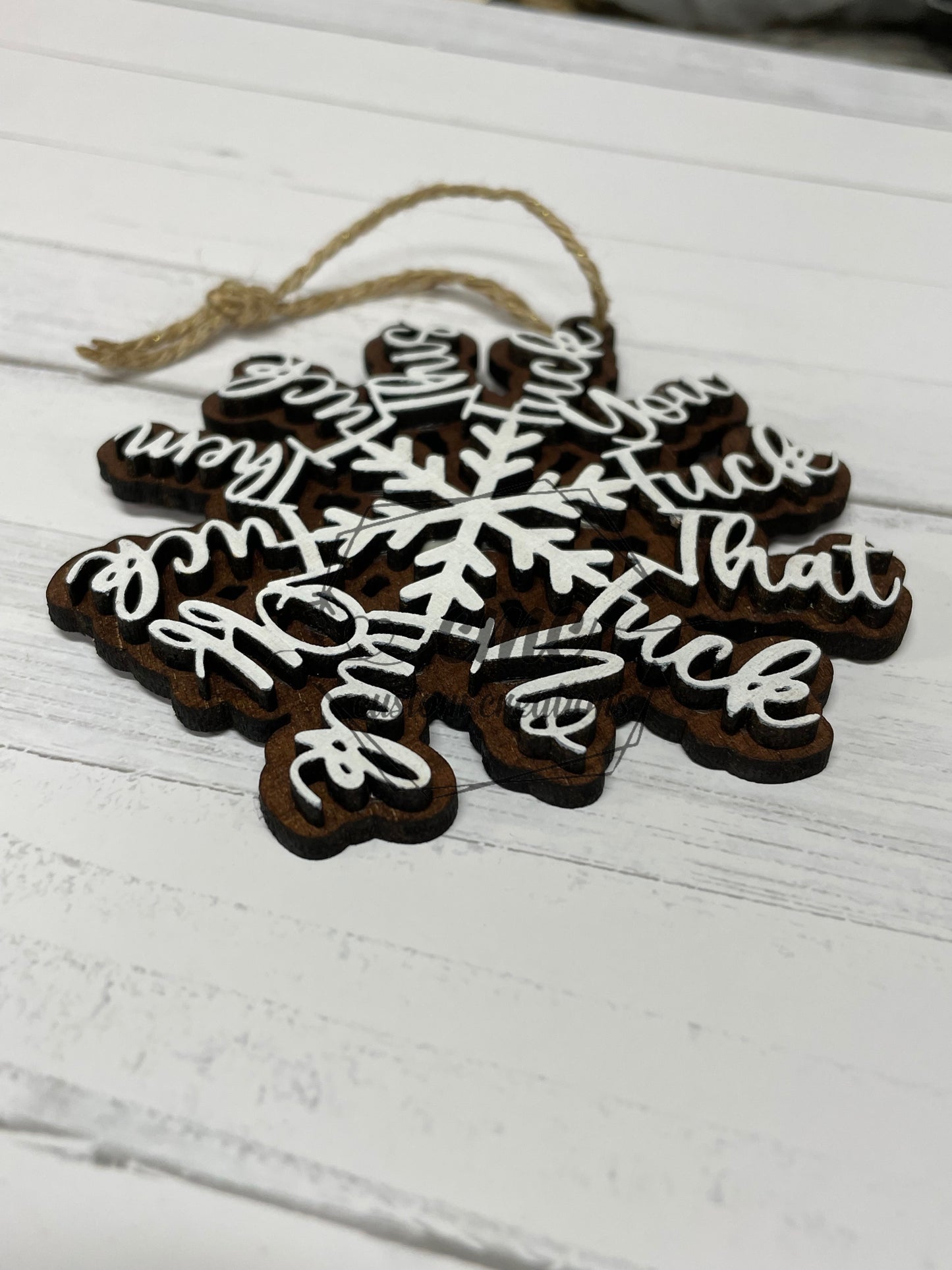 F-bomb Snowflake Wooden Ornament