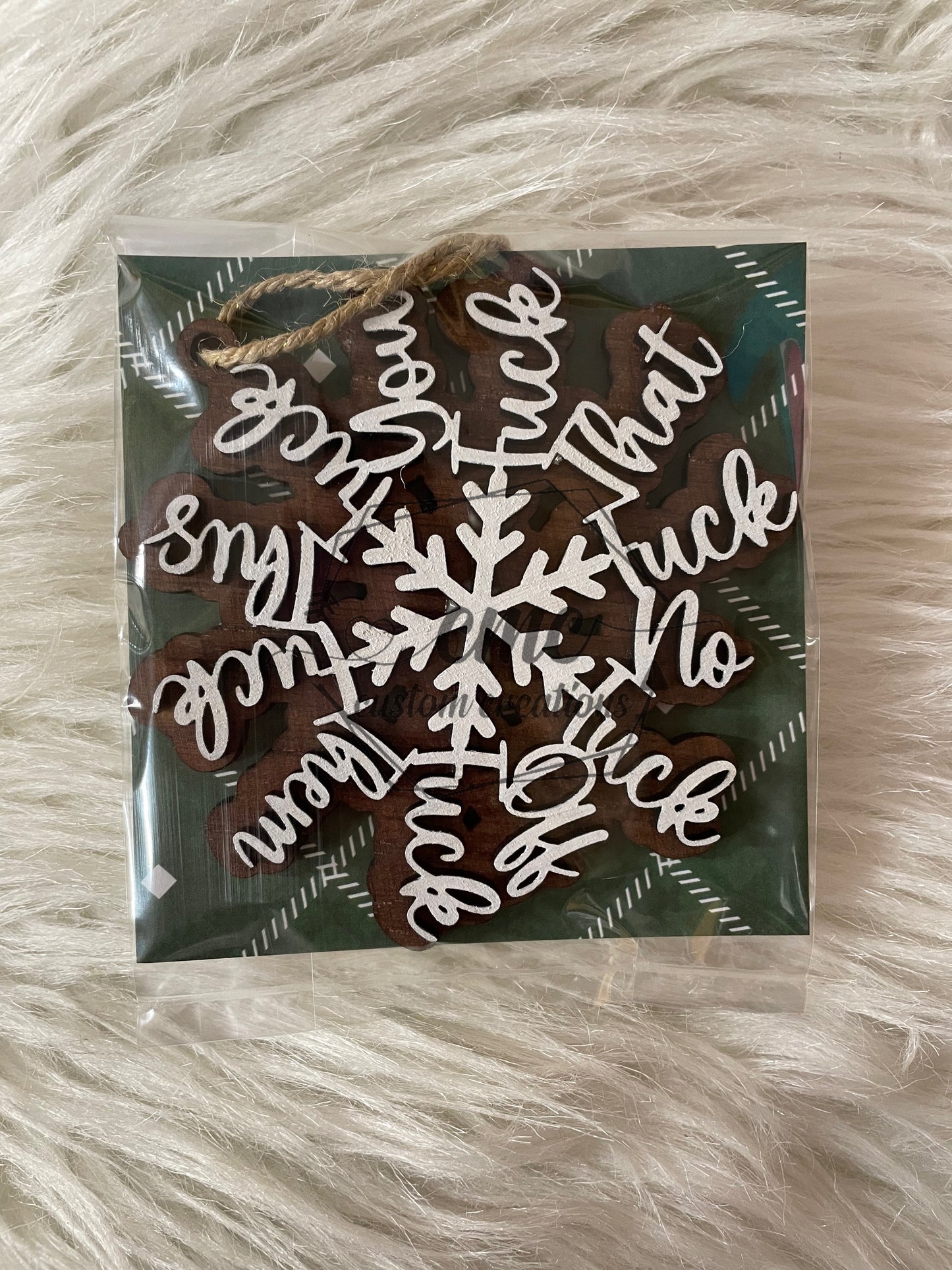 F-bomb Snowflake Wooden Ornament