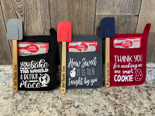Teacher Bus Driver Pot Holder/Spatula Sets