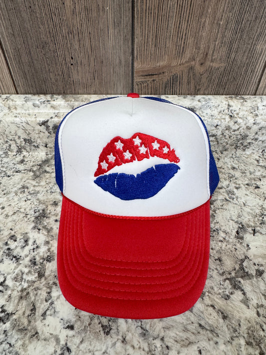 American Lips Embroidered Trucker Hat