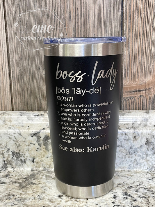 Boss Lady Laser Engraved Stainless Steel Tumbler