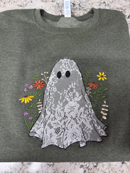 Embroidered Ghost Crewneck/Hoodie