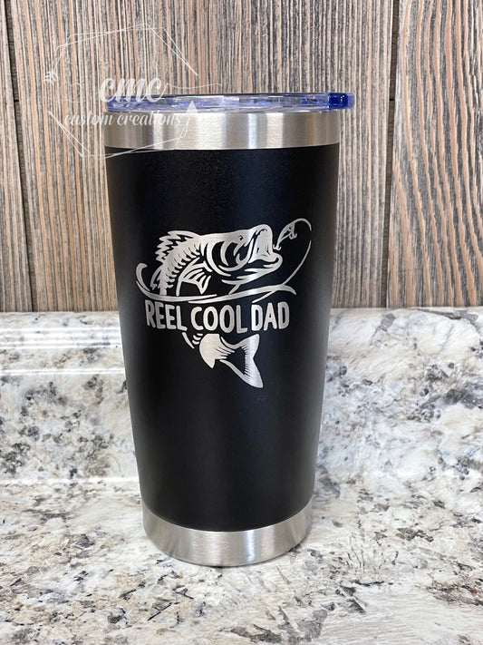 Reel Cool Dad Laser Engraved Stainless Steel Tumbler
