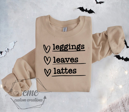 Leggings Leaves Lattes Crewneck/Hoodie
