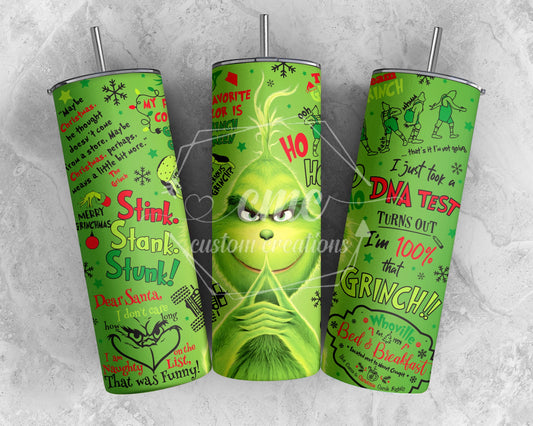 Green G Quotes Christmas 20 oz Stainless Skinny Tumbler