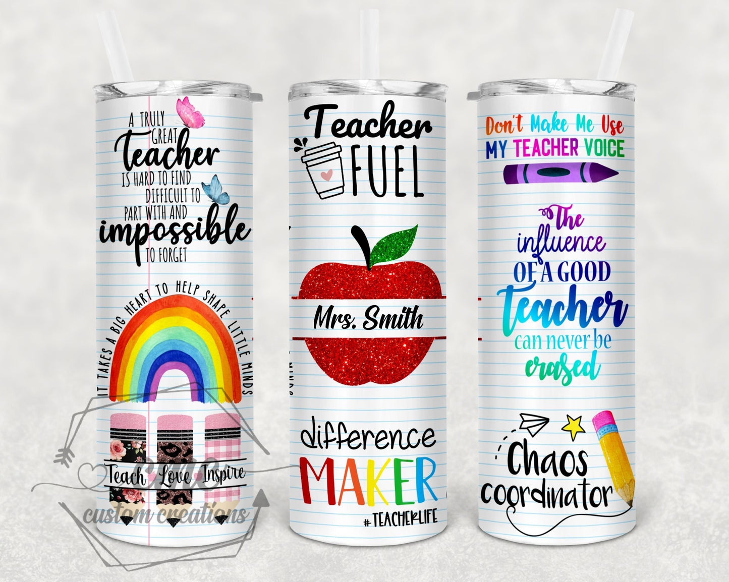 Teacher Appreciation 20 Oz. Skinny Tumbler Personalized