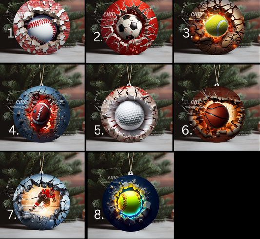 "Faux 3D"  Breakthrough Sports Christmas Ornament