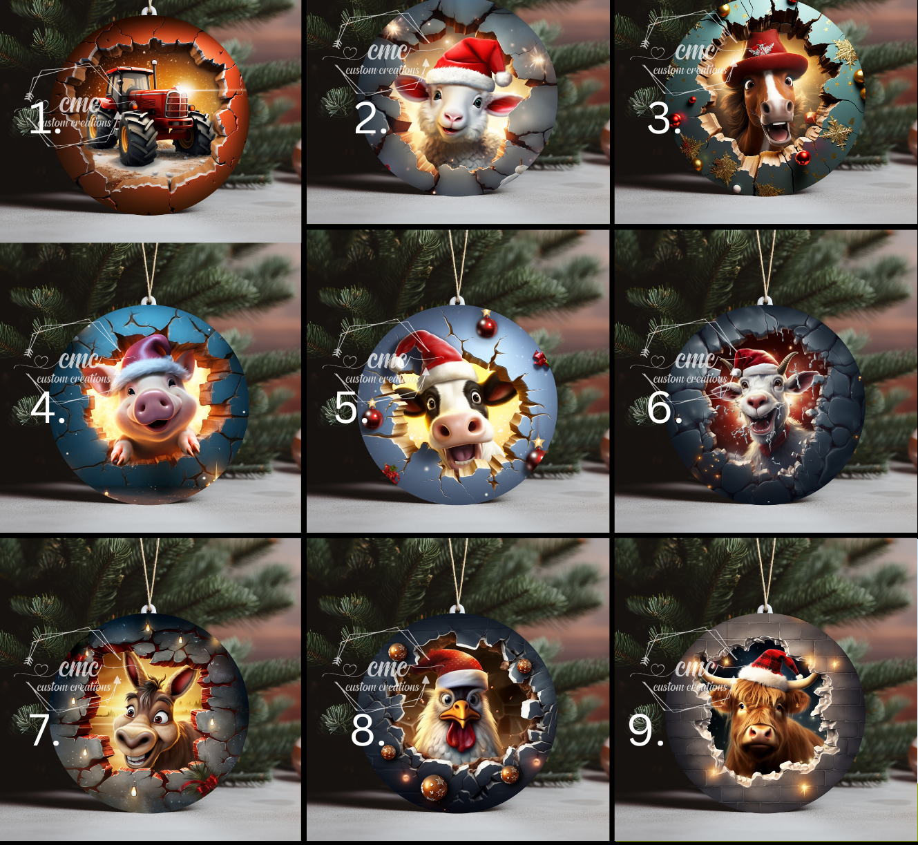 "Faux 3D"  Breakthrough Farm Christmas Ornament