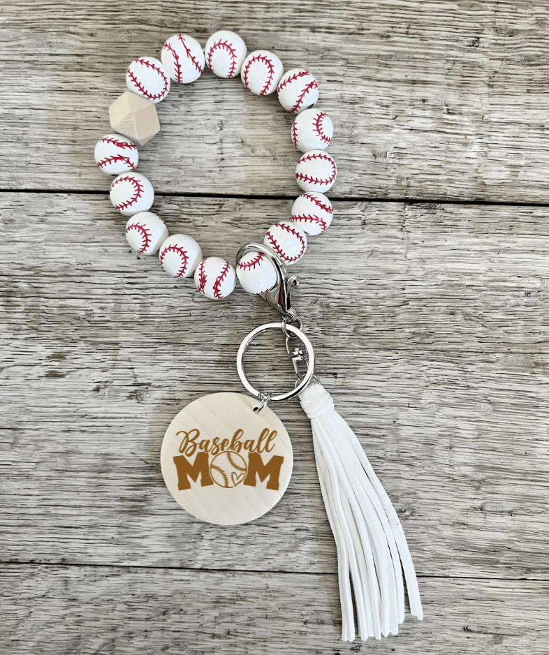 Baseball Mom Wristlet Keychain