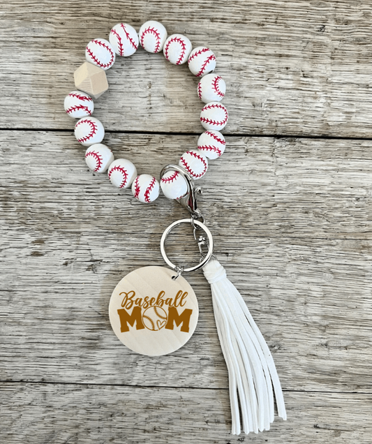 Baseball Mom Wristlet Keychain