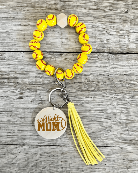 Softball Mom Wristlet Keychain