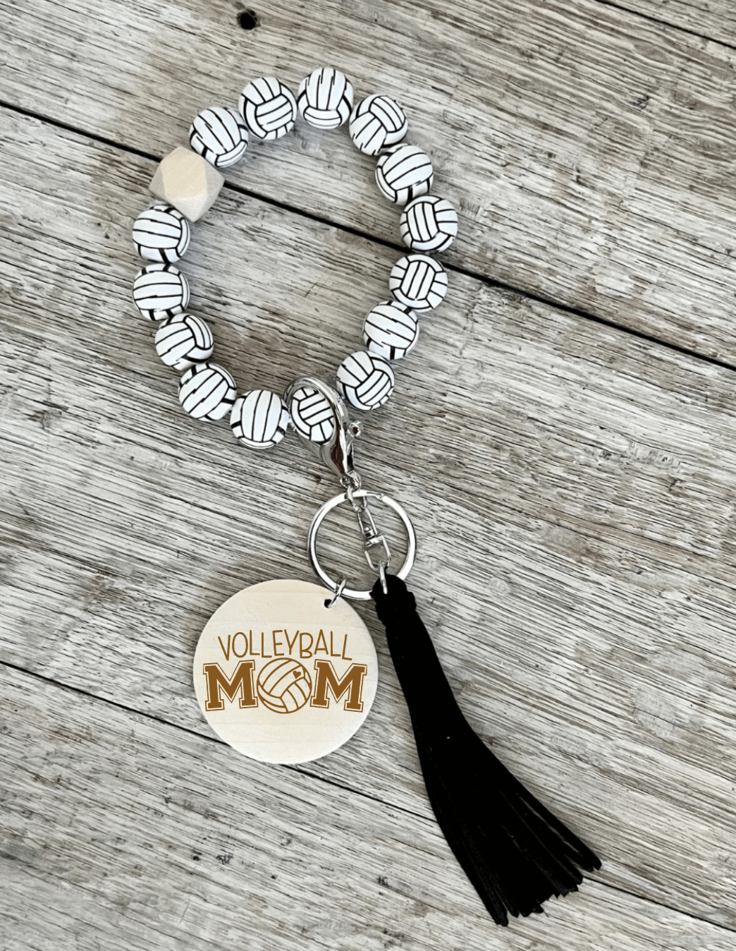 Volleyballl Mom Wristlet Keychain