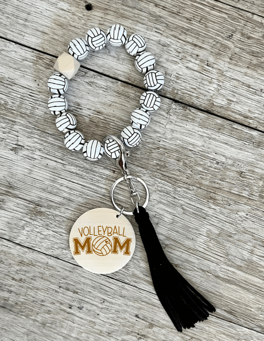 Volleyballl Mom Wristlet Keychain