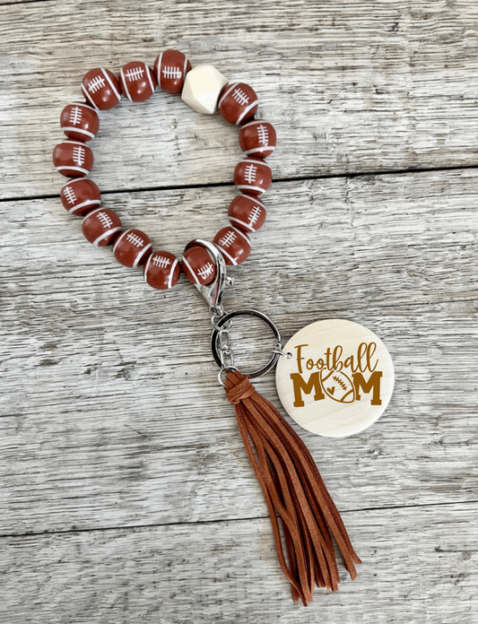 Football Mom Wristlet Keychain