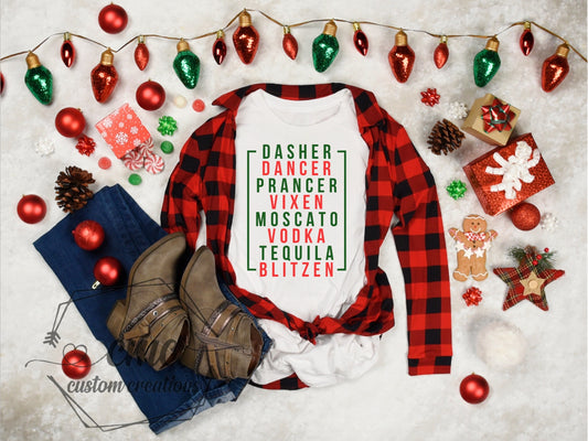 Reindeer Drinking Christmas Graphic Tee or Crewneck