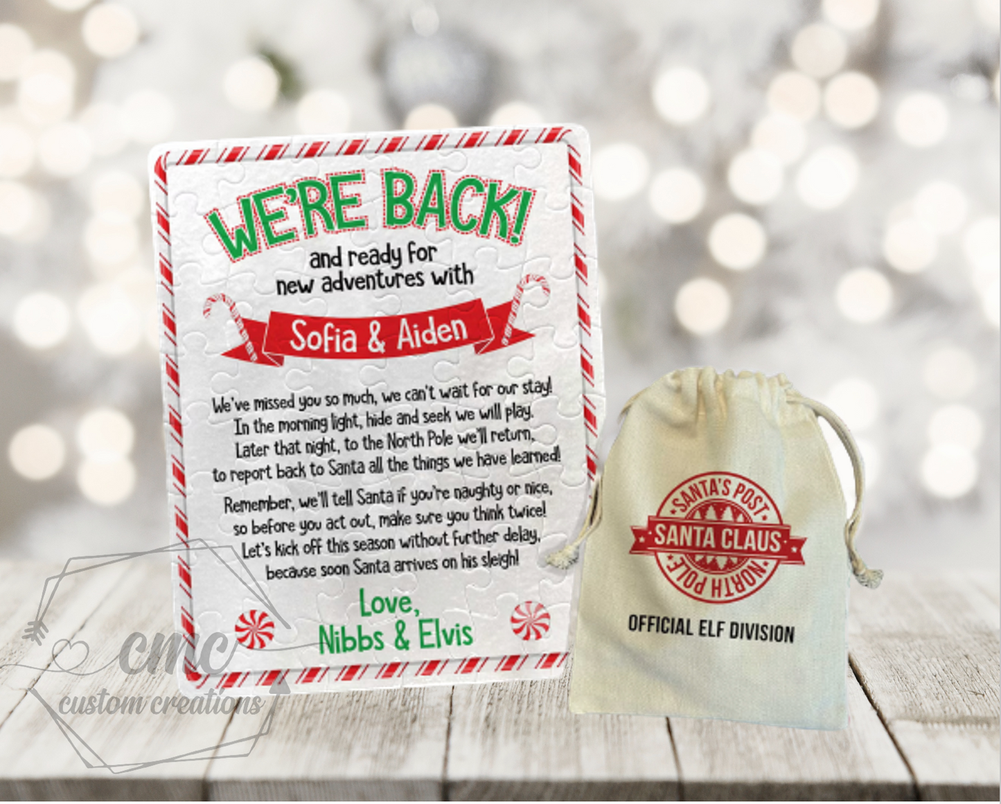Elf Returns Personalized Christmas Jigsaw Puzzle