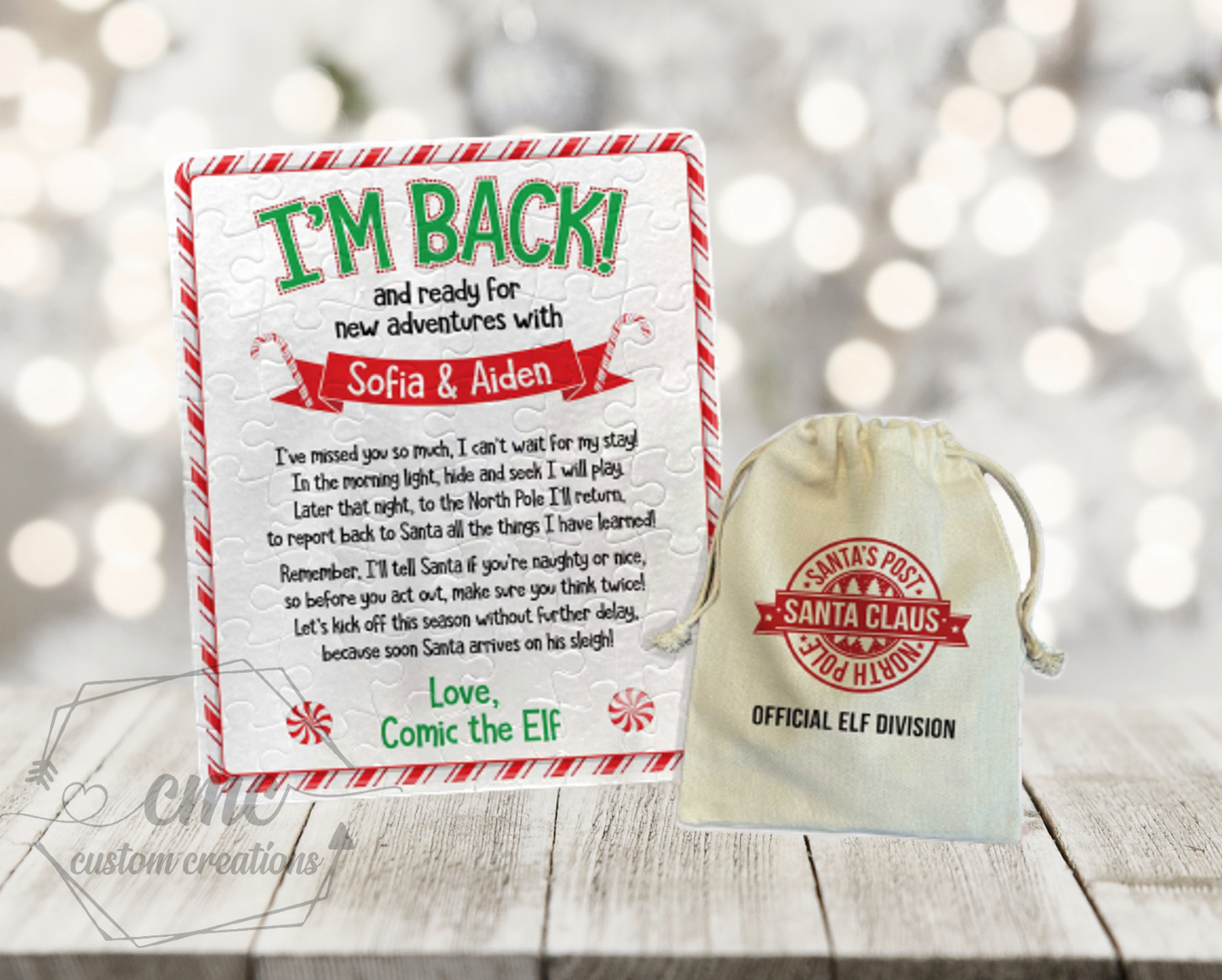 Elf Returns Personalized Christmas Jigsaw Puzzle