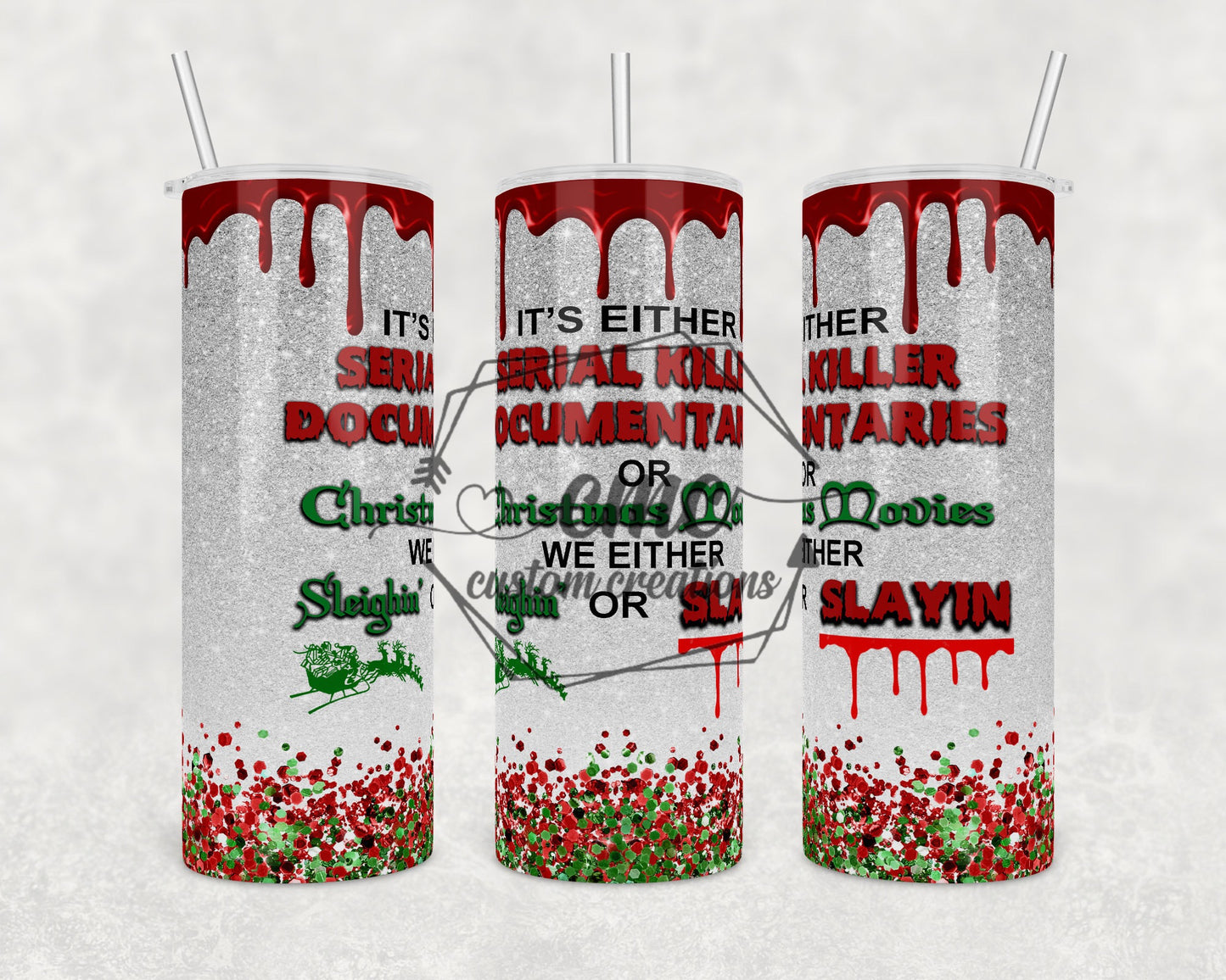 Serial Killer Or Christmas Movie 20 Oz. Stainless Skinny Tumbler