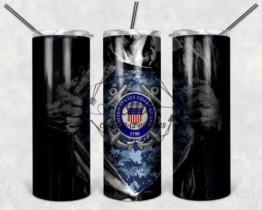 U.S. Coast Guard Superhero 20 Oz Stainless Skinny Tumbler