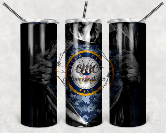 U.S. Navy Superhero 20 Oz Stainless Skinny Tumbler