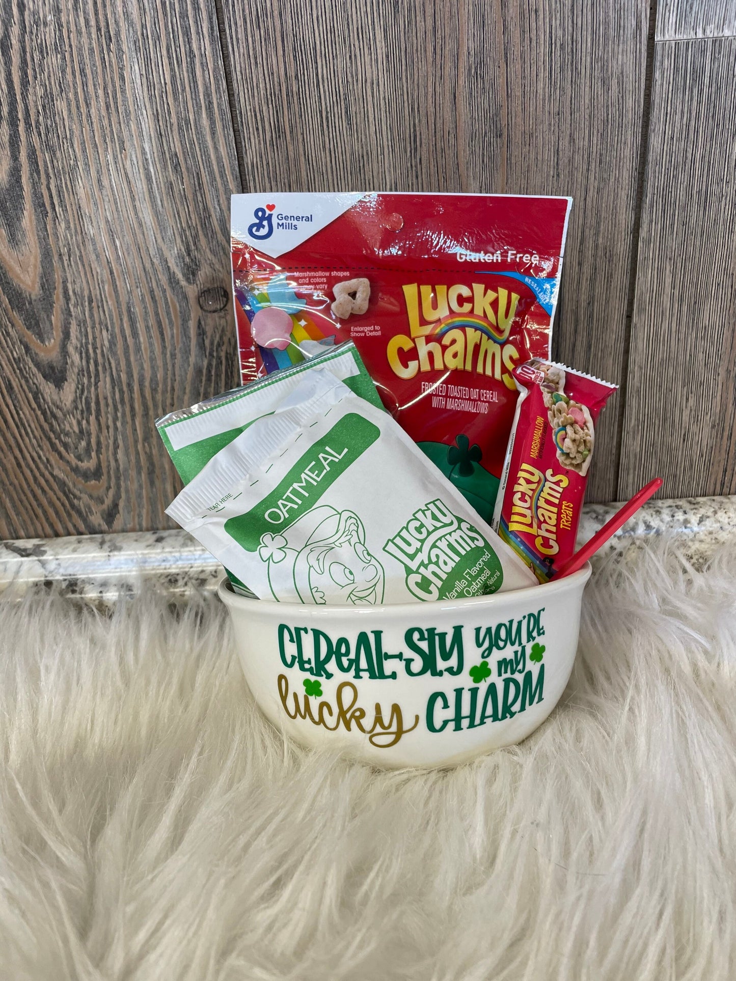Cereal-sly you’re my lucky charm bowl with cereal and color changing spoon
