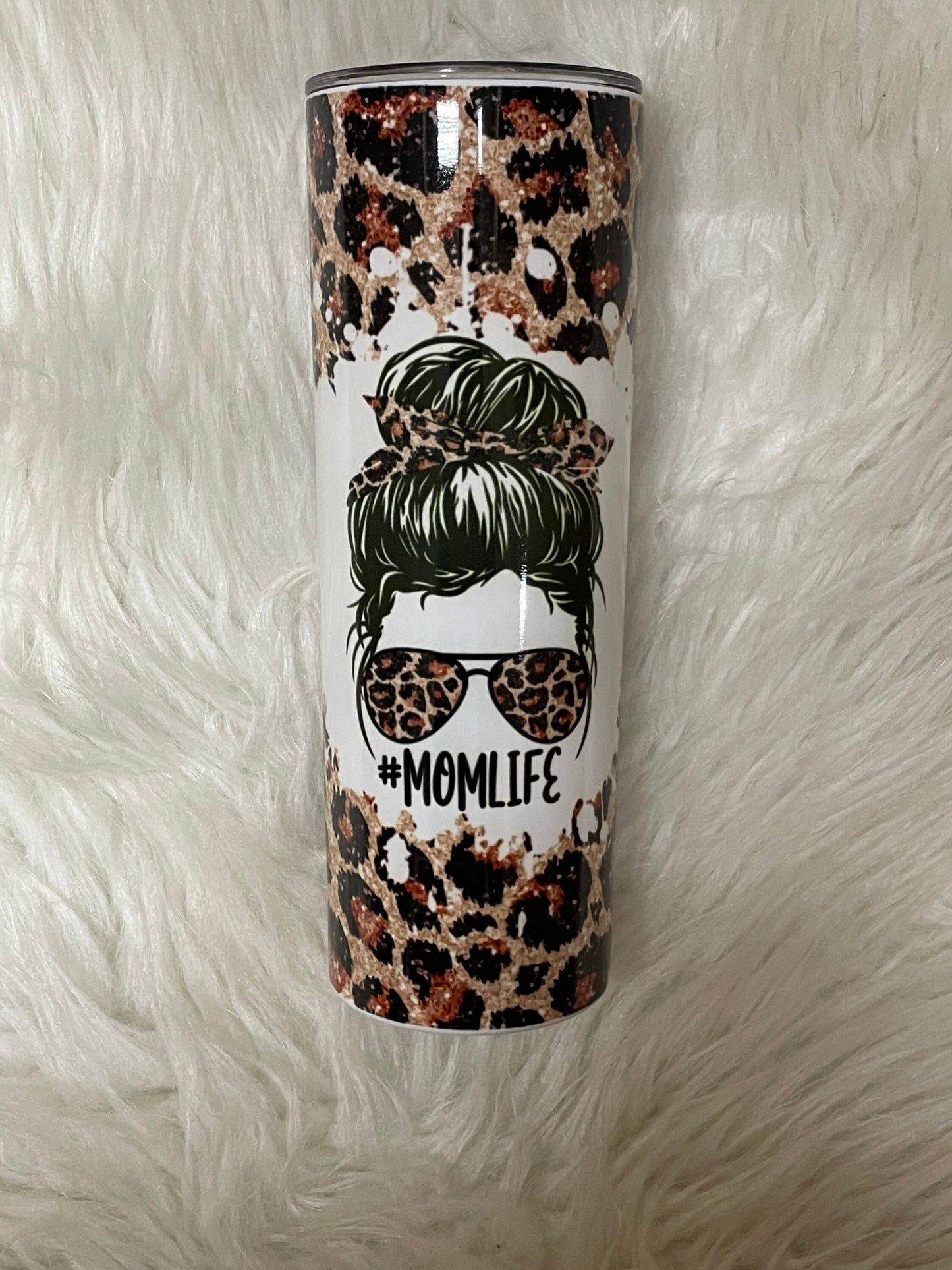 Mom Life Leopard 20 oz Stainless Skinny Tumbler
