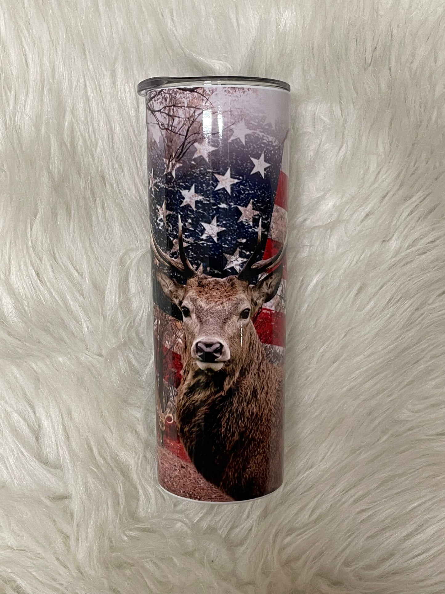 Buck Camo American Flag 20 Oz Stainless Skinny  Tumbler
