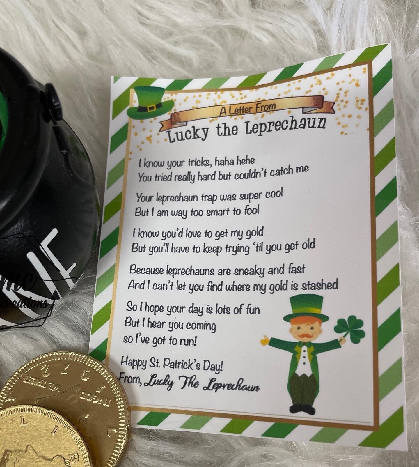 Personalized Leprechaun lucky pot of gold chocolates